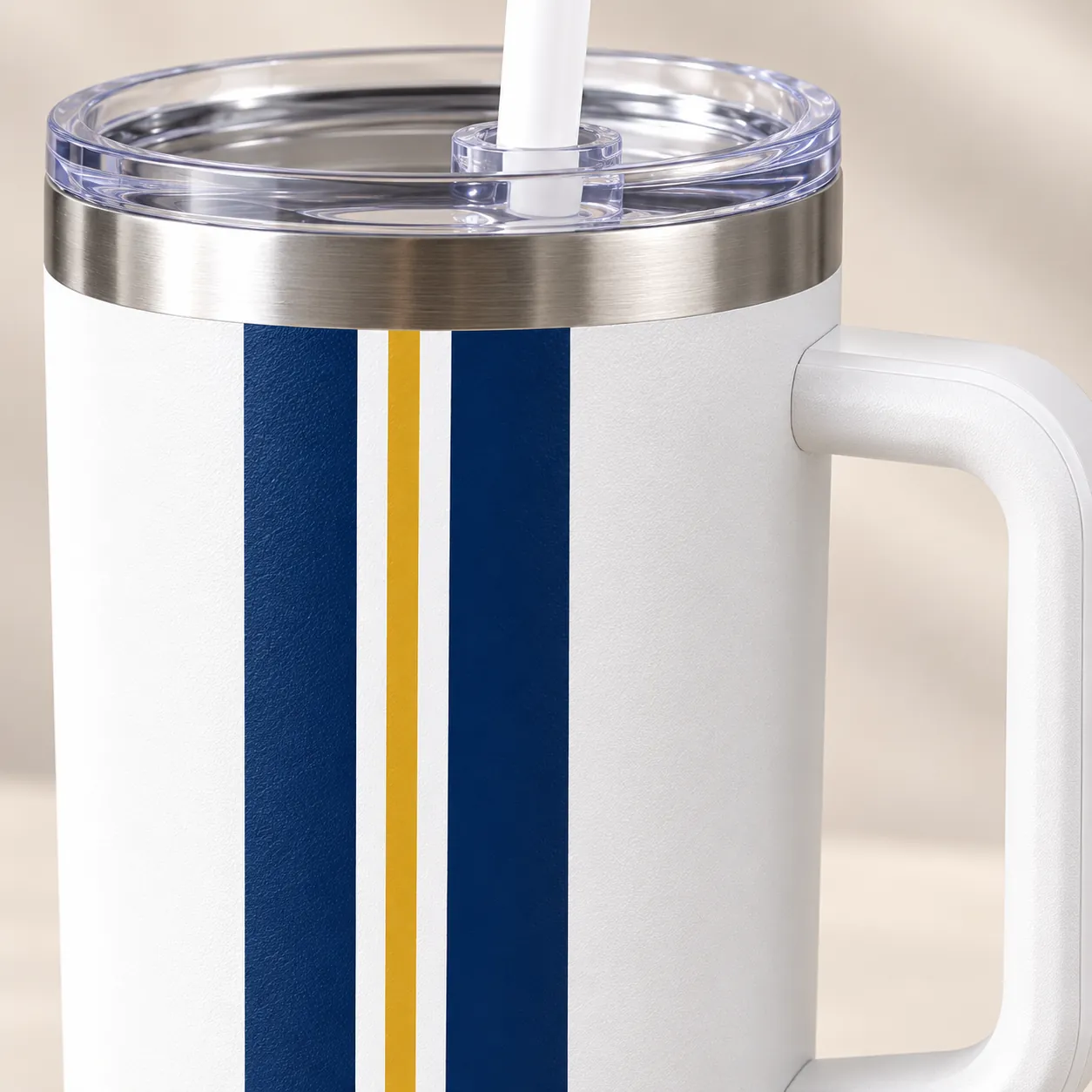 Route Stripe 40 oz Handle Tumbler — detail design mockup