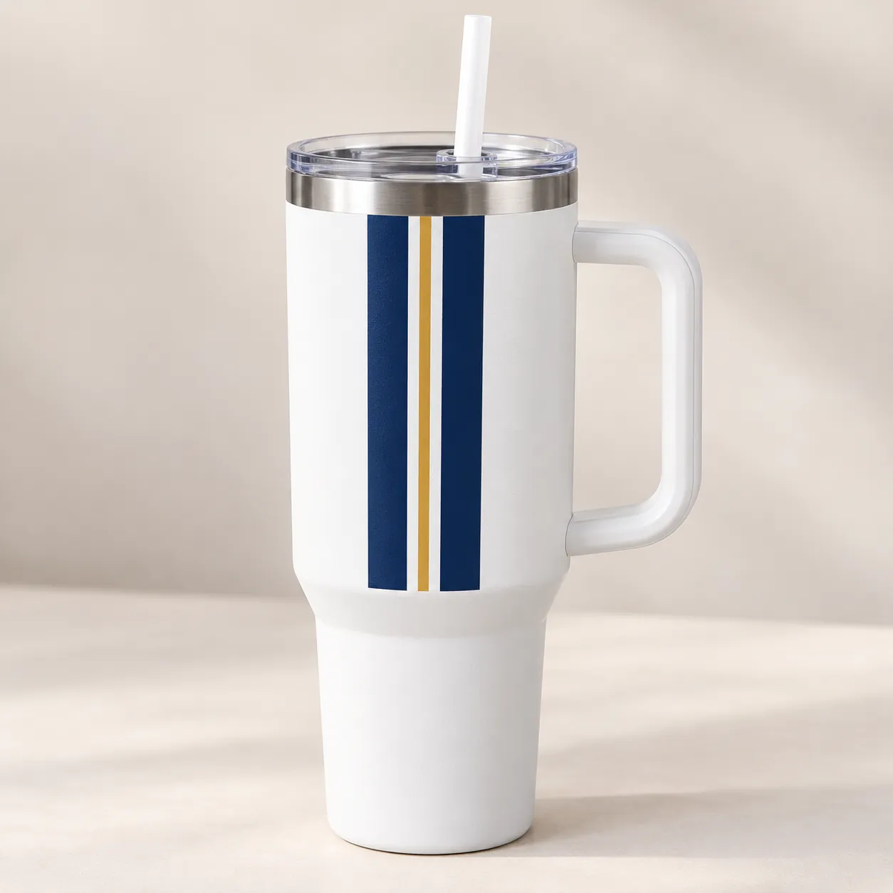 Route Stripe 40 oz Handle Tumbler — main design mockup