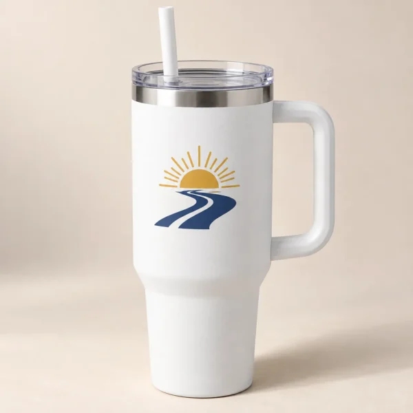 Sunrise Lane 40 oz Handle Tumbler — main design mockup