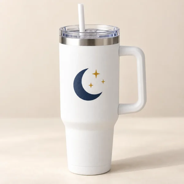 Night Shift 40 oz Handle Tumbler — main design mockup