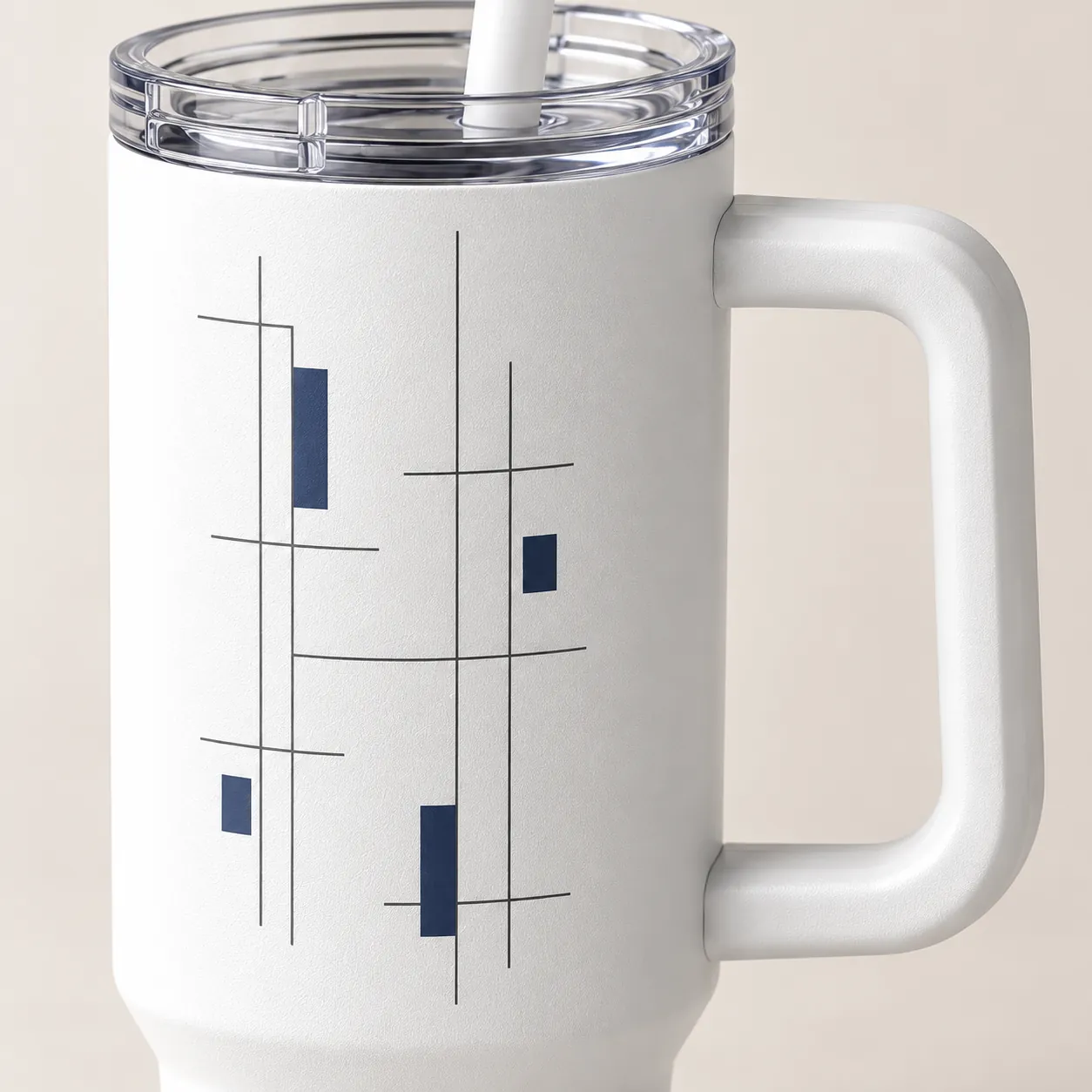 Desk Rhythm 40 oz Handle Tumbler — detail design mockup