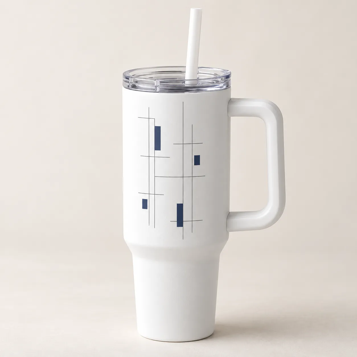 Desk Rhythm 40 oz Handle Tumbler — main design mockup