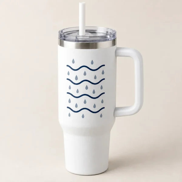 Rain Route 40 oz Handle Tumbler — main design mockup